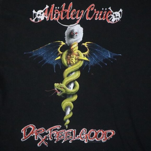 Tee Shirt Mens S Black Motley Crue Dr Feel Good Graphic Pullover Retro Crew Neck - Picture 5 of 9